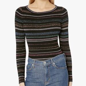 Milly metallic stripe stretchy holiday festive sweater size Small